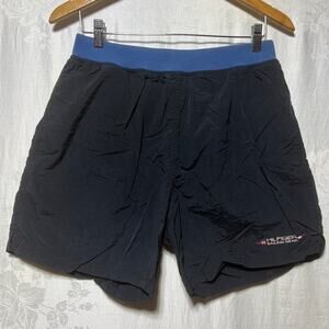 Tommy Hilfiger Swim Trunks Medium Black Blue Sailing Gear Mesh Lined VTG 90s
